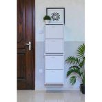 Eliusta Slim 4 Düşer Kapaklı 52 cm Beyaz Asma Ayakkabılık Kapı Önü/antre 52X156X26 cm Ayakkabılık