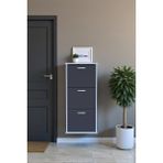 Eliusta Soren 3 Düşer Kapaklı 52 cm Antrasit Ayakkabılık 52X114X26 cm Asma 6 Bölmeli Ayakkabılık - Antrasit - Beyaz