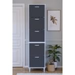 Eliusta Store Ayaklı Antrasit Ayakkabılık 52 cm Kapı Önü/giyim Odası/antre Uyumlu Ayakkabılık 52X205X26 cm - Antrasit - Beyaz