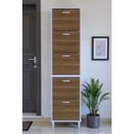 Eliusta Store Ayaklı Ceviz Ayakkabılık 52 cm Kapı Önü/giyim Odası/antre Uyumlu Ayakkabılık 52X205X26 cm - Ceviz - Beyaz
