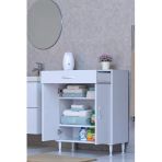 Eliusta Taha 65 Cm 3 Bölmeli Beyaz Çok Amaçlı Dolap 2 Raflı Banyo Mutfak Dolabı 65X88x32,5 Cm Düzenleyici