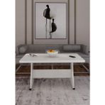 Eliusta Tekerlekli Mdf Masa %100 Mdf Mutfak Masası Orta Sehpa Yemek Masası - 68*118 cm - Beyaz