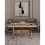 Eliusta Tekerlekli Mdf Masa %100 Mdf Orta Sehpa Salon Masa Sehpa - Ahşap - Beyaz Epoksi