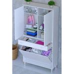 Eliusta Wall Beyaz Banyo Dolabı 100 Cm Üç Göz Bölmeli Sepet 100X171x32,5 Cm 4 Raflı Mutfak/Banyo Dolabı