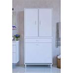 Eliusta Wall Beyaz Banyo Dolabı 65 Cm Tek Göz Bölmeli Sepet 65X171x32,5 Cm 4 Raflı Mutfak/Banyo Dolabı
