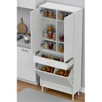 Eliusta Wall Beyaz Banyo Dolabı 80 Cm İki Göz Bölmeli Sepet 80X171x32,5 Cm 4 Raflı Mutfak/Banyo Dolabı
