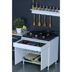 Eliusta Yankı 56 Cm Derinlik 80 Cm Genişlikte Dolap Baharat Raflı Set Üstü Ocak Uyumlu 80X88x56 Cm Dolap