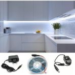 Elivora 2.5 Metre Beyaz Şerit LED Çevirmeli Anahtar Tak Çalıştır Hazır Set Adaptör Dahil, Açma-Kapama, Parlaklık Ayarı Yapılabilir, Mutfak, Tezgah, Dolap Içi, Ayna, Tv Ünitesi Aydınlatma - 1 m - 00 Beyaz