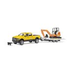 Elivora Bruder Ram 2500 Römorklu Pickup ve Mini Oyuncak Ekskavatör - Option-1