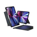 Elivora iPad Pro 12.9 6. Nesil ile Uyumlu Kılıf LED Işıklı Magnetik Standlı Klavyeli A2436 A2437 A2764 A2766 Siyah - Option-1 - 001-Renkli