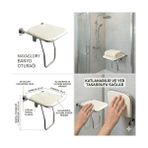 Elivora Katlanabilir Engelli Duş Oturağı - 304 Kalite Paslanmaz Çelik, Duvara Monte Yaşlı ve Bedensel Engelli Banyo Taburesi, Duş Oturak - Ahşap - Option-1