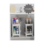 Elivora Life 2 Adet 2 Katlı Tekerlekli Tezgah Altı Beyaz Banyo Mutfak Rafı MIT1120 - Option-1