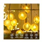 Elivora Limon Dilimi Şeklinde 10’lu LED Işık Zinciri – 2 Metre Dekoratif Aydınlatma, Pil ile Çalışan, Ev ve Parti Süsleme Için Pratik Limon Işıkları, MZ-304, Sarı - Option-1 - 0 - Siyah