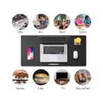 Elivora Masa Desk Mat 60X30 cm Çift Taraflı Deri Mouse Pad Kaymaz Suya Dayanıklı Rulo Yapılabilir Kompakt Masa Koruyucu Ofis Laptop ve Makyaj Masası Için 2mm Siyah - Option-1 - 0002 - Beyaz