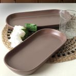 Elivora Mat Açık Taupe Noyan Kayık Tabak 2 Adet 26 cm 958 - Option-1 - 51R-Turuncu
