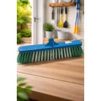 Elivora Plastik Sert Çalı Fırçası 40 Cm, Inşaat Artıkları ve Yaprak Süpürme, Geniş Başlıklı Dış Mekan Temizlik Fırçası - Option-1 - (ClearEyelets)Black-RadiantOrchid