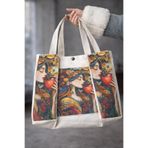 Elix el-ix Bez Çanta Atölyesi Baskılı Bez Çanta 25x45 Kulplu Naturel desenli kaliteli torba çanta