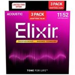 Elixir Nanoweb Phosphor Bronz 3’lü Paket Akustik Gitar Teli (11-5