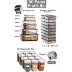 Eliz 60 Parça Kullanışlı Erzak ve Bakliyat Saklama Kabı Antrasit