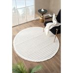 Eliz Home Beyaz Yumuşak Dokulu Daire Halı Kilim Salon Mutfak Koridor Yolluk Dokuma Makine Halısı 004 Daire - 80 x 80 cm