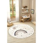 Eliz Home Daire Yuvarlak Yumuşak Bukleli Gökkuşağı Figürlü Dokuma Halı Bebek Odası Çocuk Odası Halısı 20 DAİRE