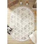 Eliz Home Krem Bej Dokuma Oval Halı Antre Çocuk Odası Oturma Odası Salon Mutfak Halısı OVAL