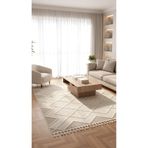 Eliz Home Krem Bej Modern Dokuma Halı Bukleli Yolluk Antre Oturma Odası Salon Mutfak Halısı