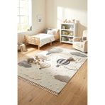 Eliz Home Krem Yumuşak Bukleli Balonlu Bulutlu Dokuma Halı Bebek Odası Çocuk Odası Genç Odası Halısı 16