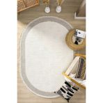Eliz Home Oval Beyaz Halı Bordür Modern Oturma Odası Salon Mutfak Koridor Antre Balkon Çocuk Odası Halısı 0021