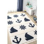 Eliz Home Yumuşak Renkli Bukleli Denizcilik Figürlü Dokuma Halı Bebek Odası Çocuk Odası Genç Odası Halısı 4