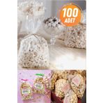 Eliz Party 100 Adet 20x30cm Popcorn Poşeti, Patlamış Mısır Poşeti Popcorn Paketi Şeffaf Bantsız Jelatin Poşet