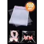 Eliz Party 20x35cm Şeffaf Bantlı Yapışkanlı Parlak Jelatin Poşet Çeyiz Aksesuar Paketleme Poşeti 100 Ad