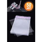 Eliz Party Şeffaf Bantlı 20x30 Cm Parlak Jelatin Poşet 50 Adet Şeffaf Hediye Ceyiz Paketleme Poşeti