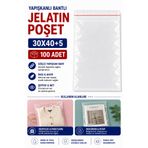 Eliz Party Yapışkanlı Bantlı Jelatin Poşet 30x40+5 cm 100 Adet Şeffaf Ambalaj ve Paketleme Poşeti