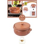ELİZİ El Yapımı Kapaklı Toprak Güveç Tencere Küçük Boy Astarlı 3,5 Litre (Özel Kırılmaz Köpük Ambalajında)