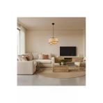 Elizim Home Lighting Hasır Görünümlü 2 Katlı Abajur Sarkıt Avize