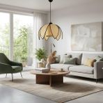 Elizim Home Lighting Hasır Görünümlü Yaprak Abajur Sarkıt Avize - 1 - Sarı