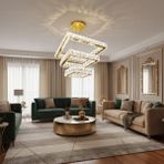 Elizim Home Lighting Kristal Taşlı Uzaktan Kumandalı Ledli Gold Avize - 3