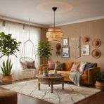 Elizim Home Lighting Silindir Hasır Görünümlü Abajur Sarkıt Avize - 1 - Sarı