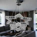 Elizim Home Lighting Yıldız 2 Katlı Kristal Taşlı Ledli Krom Avize