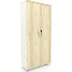 Elizza Büyük Boy Tam Kapak Kitaplık Dosya Dolabı Beyaz-Meşe - 80X38X188