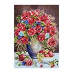 ElkaHobi Goblen Etamin İşleme Seti 40x50 cm Kırmızı Çiçekler Deseni