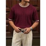 Elku Moda Erkek Oversize Bisiklet Yaka T-Shirt %100 Pamuklu Basic Geniş Kalıp Drop Shoulder Tişört - Bordo - XL