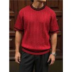 Elku Moda Erkek Oversize Bisiklet Yaka T-Shirt %100 Pamuklu Basic Geniş Kalıp Drop Shoulder Tişört - Kırmızı - XL