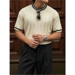 Elku Moda Erkek Oversize Bisiklet Yaka T-Shirt %100 Pamuklu Basic Geniş Kalıp Drop Shoulder Tişört - Krem - XL