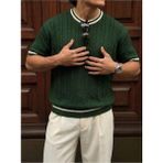 Elku Moda Erkek Oversize Bisiklet Yaka T-Shirt %100 Pamuklu Basic Geniş Kalıp Drop Shoulder Tişört - Yeşil