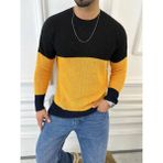 Elku Moda Kazak Oversize Tüylenmez Naturel Pamuk Örme Yırtık Detaylı Triko Kazak - XL - Sarı