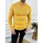Elku Moda Kazak Slim Fit Tüylenmez Naturel Pamuk Triko Boğazlı Balıkçı Yaka Kazak - Sarı