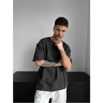 Elku Moda Oversize Eskitme Detaylı Yırtık Triko T Sfhirt Vintage Yıkamalı Streetwear Salaş Tişört - Gri