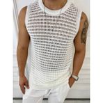 Elku Moda T-Shirt Nefes Alabilen Terletmez Bisiklet Yaka Triko Örme Tişört Oversize Tshirt Sıfır Kol Tişört - XL - Beyaz